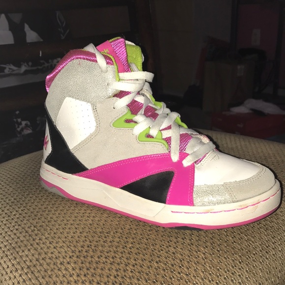 hot pink reebok high tops